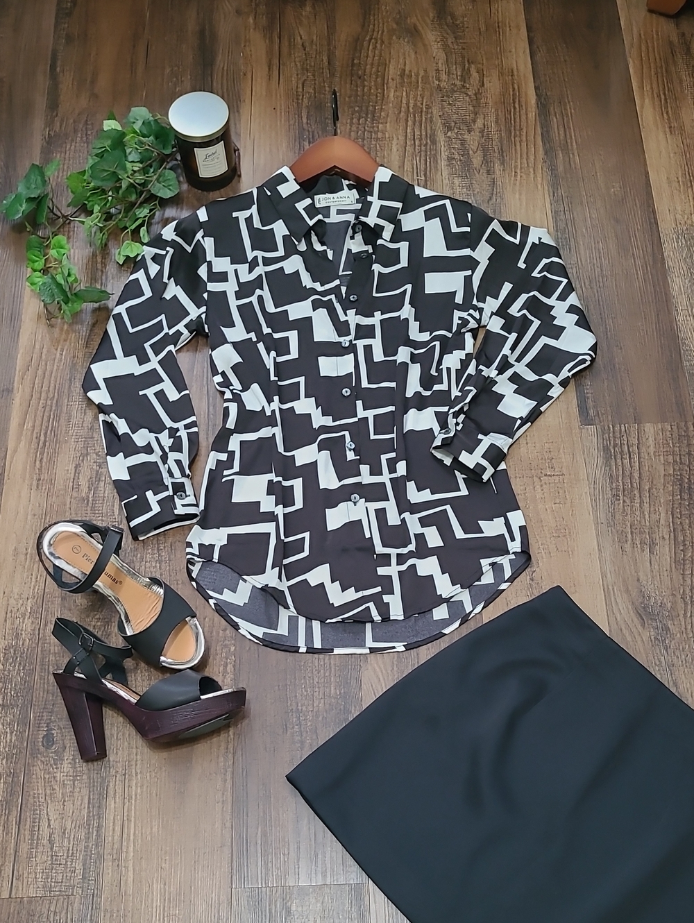 Black and Ivory Contemporary Blouse